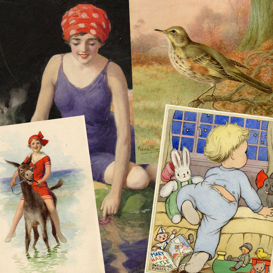 Early 20th-century Original Postcard Artwork