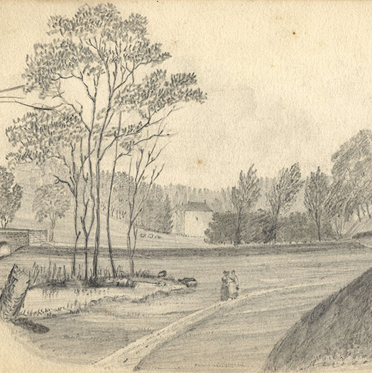 Country Houses & Churches: 1850s Graphite Sketches