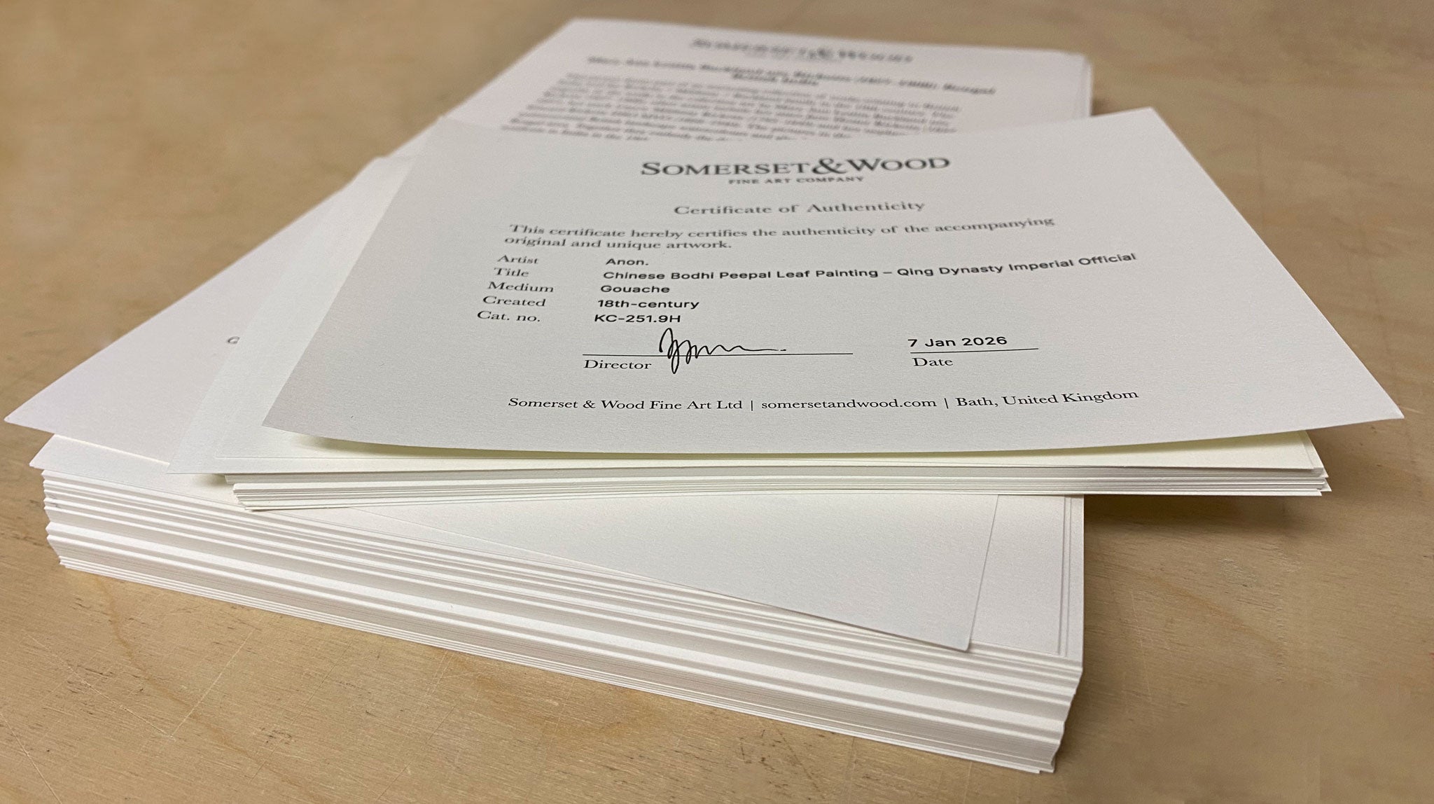 Replacement Certificate of Authenticity (COA) & Research Notes