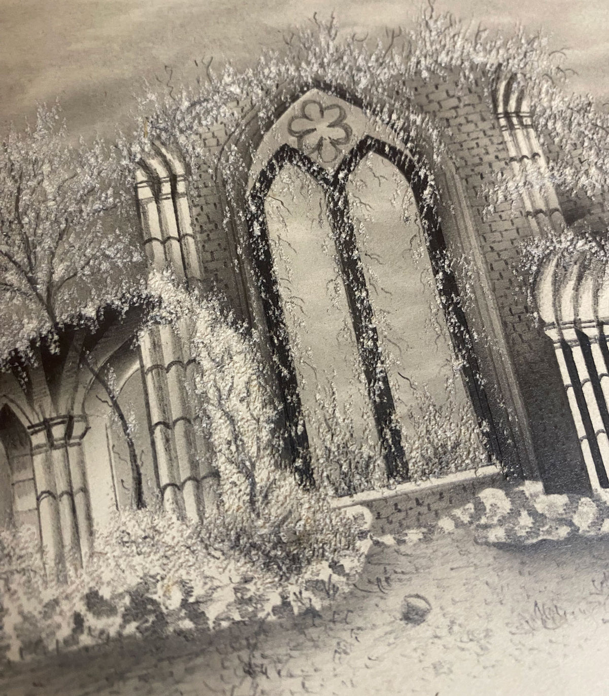 Abbazia di Netley, Southampton – Disegno originale a grafite del XIX secolo