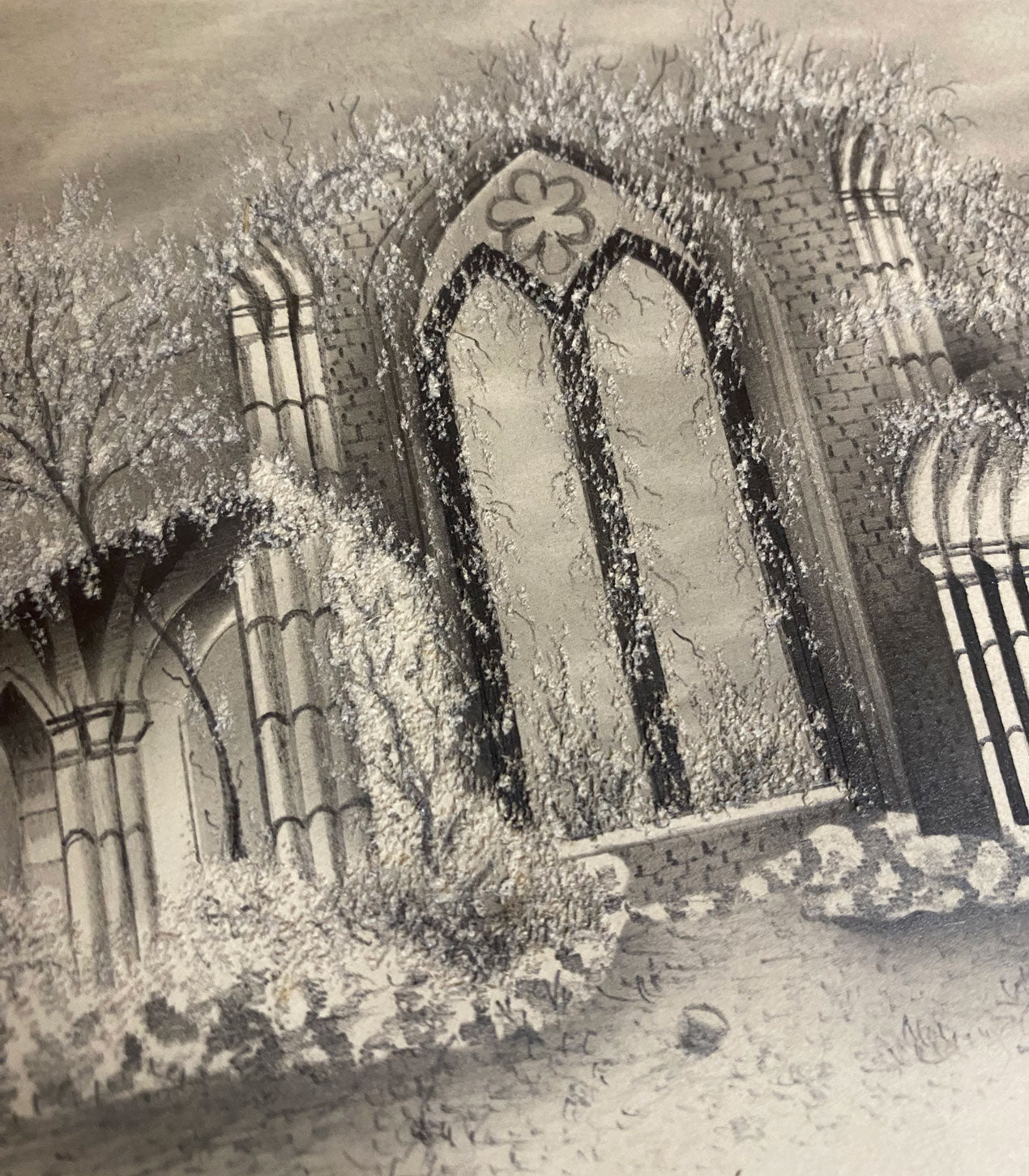 Abbazia di Netley, Southampton – Disegno originale a grafite del XIX secolo