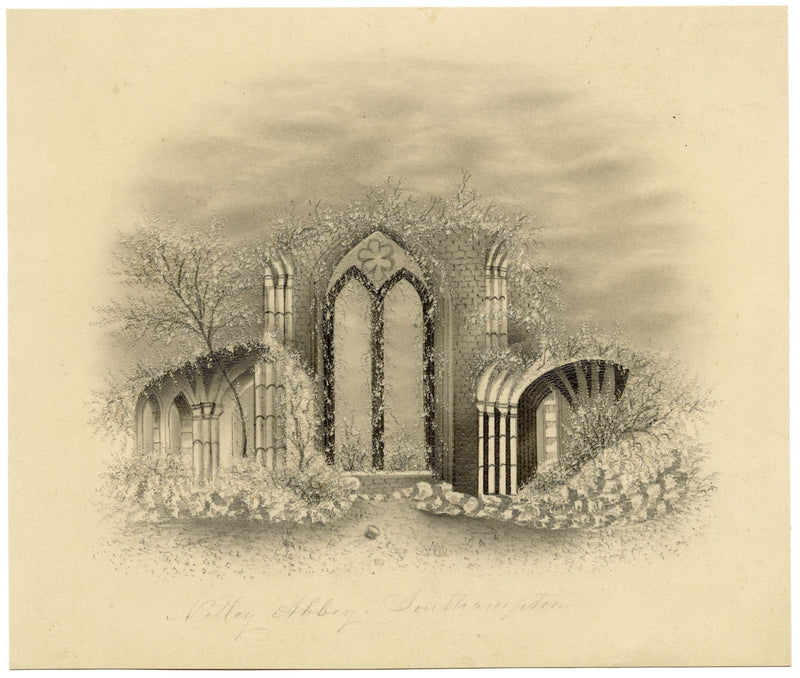 Abbazia di Netley, Southampton – Disegno originale a grafite del XIX secolo