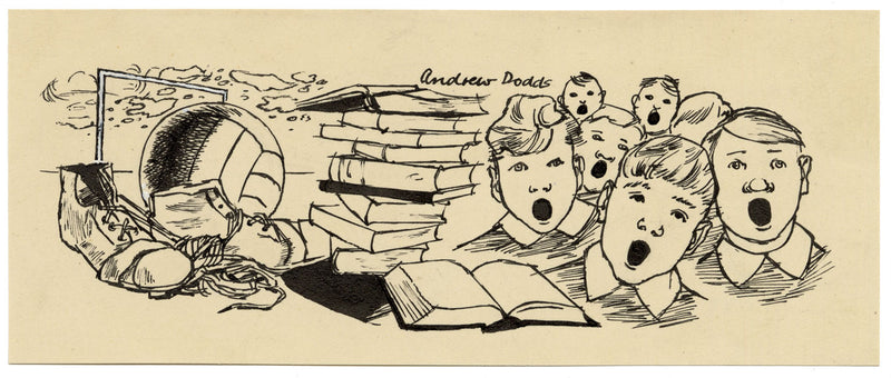 Andrew Dodds, Football, East Anglian Magazine – Original 1951 pen & ink drawing