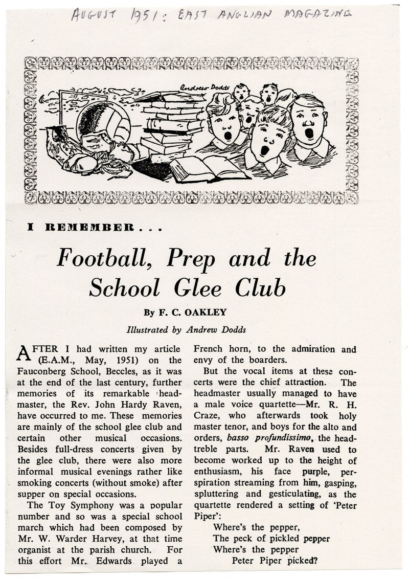 Andrew Dodds, Football, East Anglian Magazine – Original 1951 pen & ink drawing