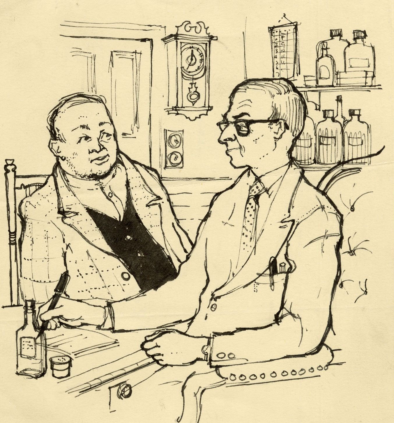 Jean Creswell, Dottore, East Anglian Magazine – Disegno originale a penna e inchiostro del 1957