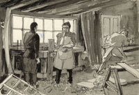 R.J. Rice, Carpenter, East Anglian Magazine – Original 1953 pen & ink drawing