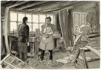 R.J. Rice, Carpenter, East Anglian Magazine – Original 1953 pen & ink drawing