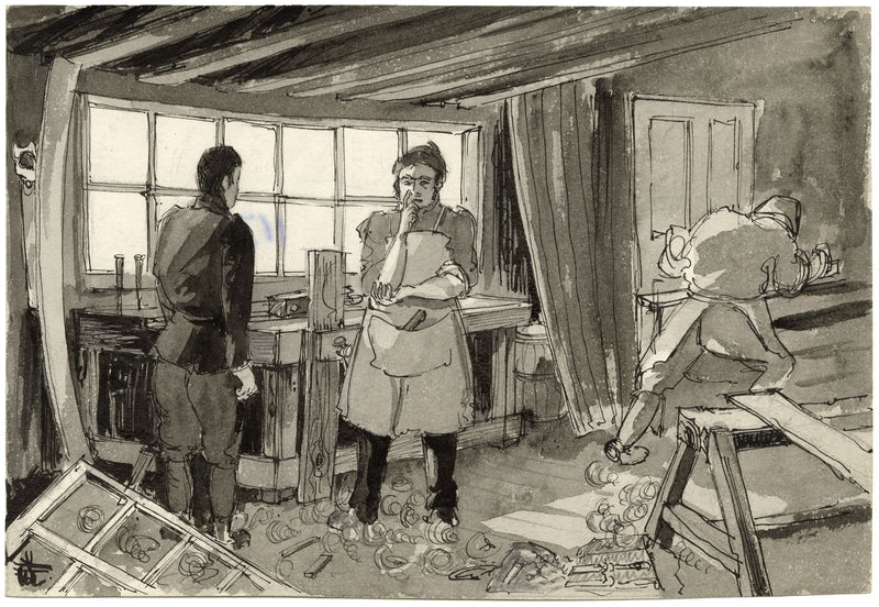 R.J. Rice, Carpenter, East Anglian Magazine – Original 1953 pen & ink drawing