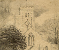 Cuddesdon Church, Oxfordshire – Original 19th-century graphite drawing