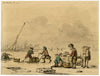 Winter Skating Scene after Vermeulen Anno 1700 – watercolour painting