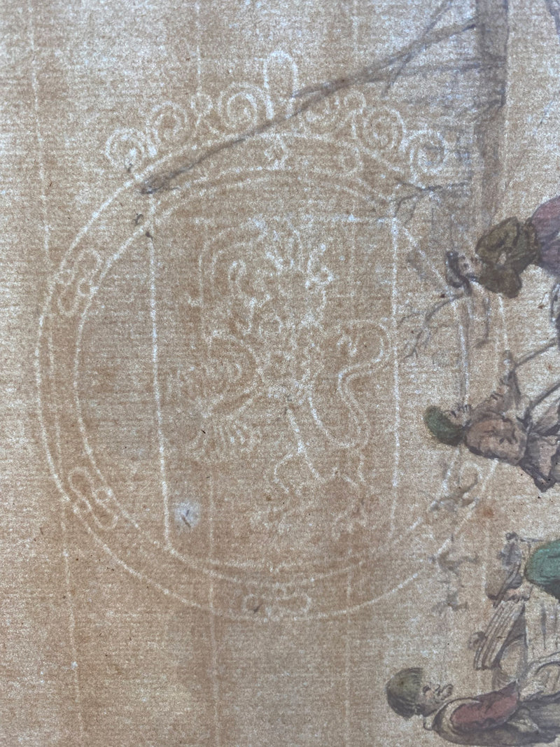 Winter Skating Scene after Vermeulen Anno 1700 – watercolour painting