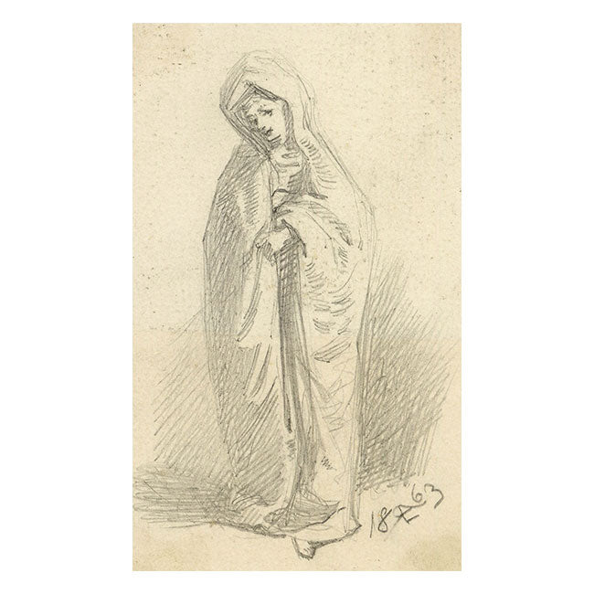 Donna in tunica – Disegno originale a grafite del 1863
