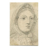 Marmaduke A. Langdale, Donna con berretto – disegno a grafite del XIX secolo
