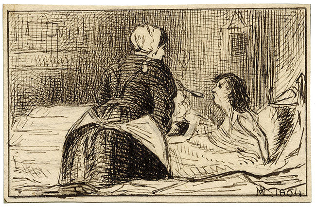 Marmaduke A. Langdale, Convalescence – 1864 pen & ink drawing