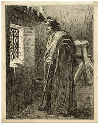 Marmaduke A. Langdale, Caminante mirando por la ventana – dibujo a pluma y tinta de 1866