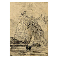 Veduta del Reno in miniatura – Disegno originale a penna e inchiostro della metà del XIX secolo