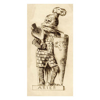 Pickford Robert Waller, Knight Aries Zodiac – Original 19th-century pen & ink drawing