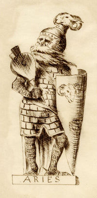 Pickford Robert Waller, Knight Aries Zodiac – Original 19th-century pen & ink drawing
