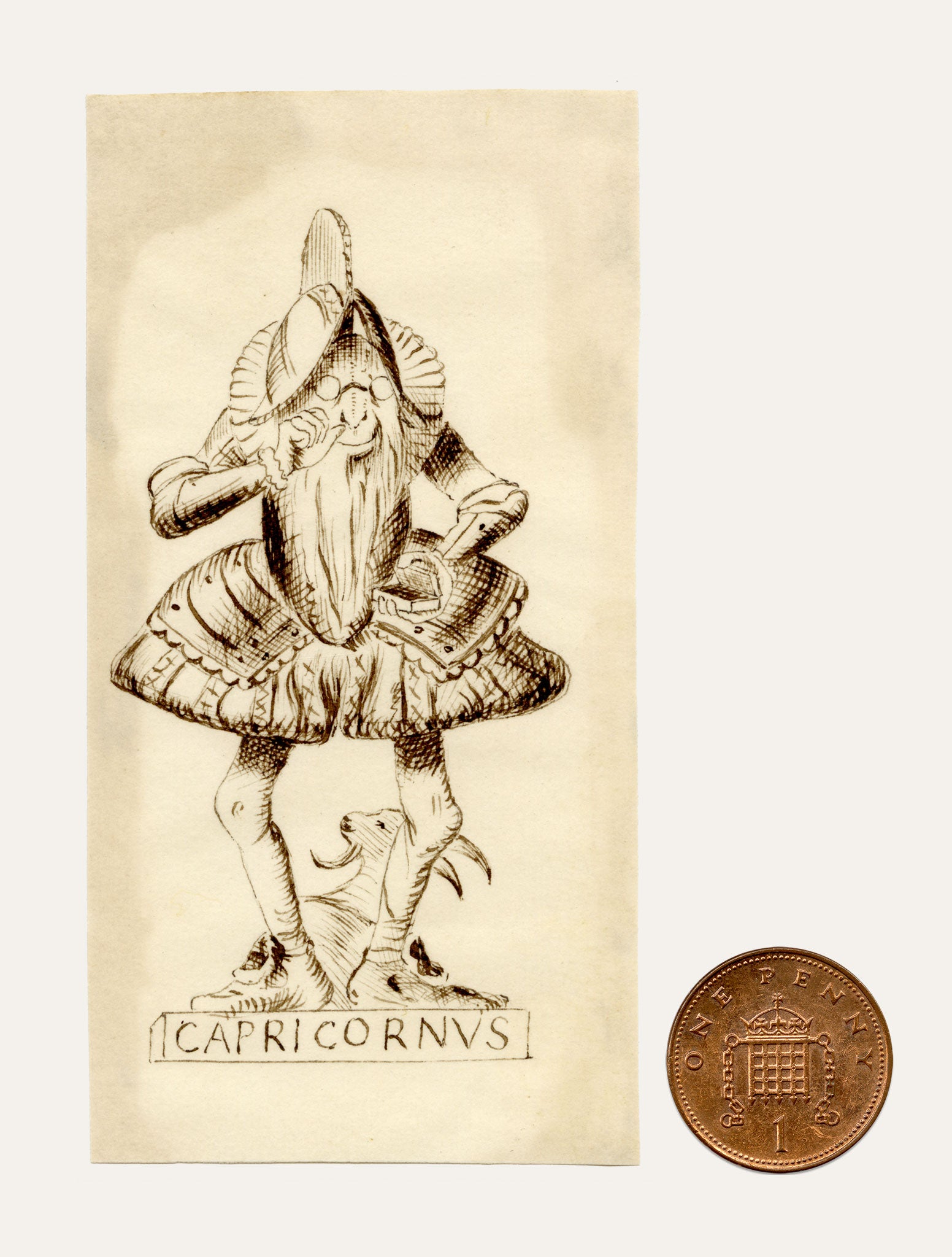 Pickford Robert Waller, Knight Capricornus Zodiac – Original 19th-century ink drawing