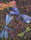 Gustave Bourgogne, Flowers and Dragonflies – Mid-20th-century gouache painting