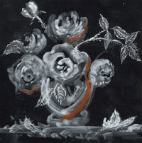 Gustave Bourgogne, Black and White Roses – Mid-20th-century gouache painting