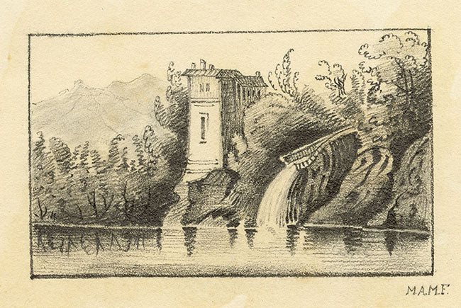 MAMF, miniatura di una casa sul lago – disegno originale a grafite dei primi anni del XIX secolo