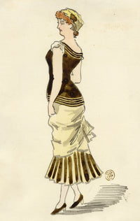 Pickford Robert Waller, Woman in Black & Yellow Dress-1890s watercolour painting