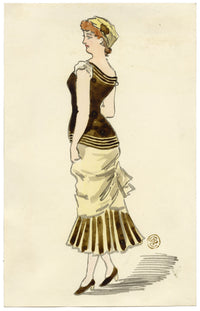 Pickford Robert Waller, Woman in Black & Yellow Dress-1890s watercolour painting