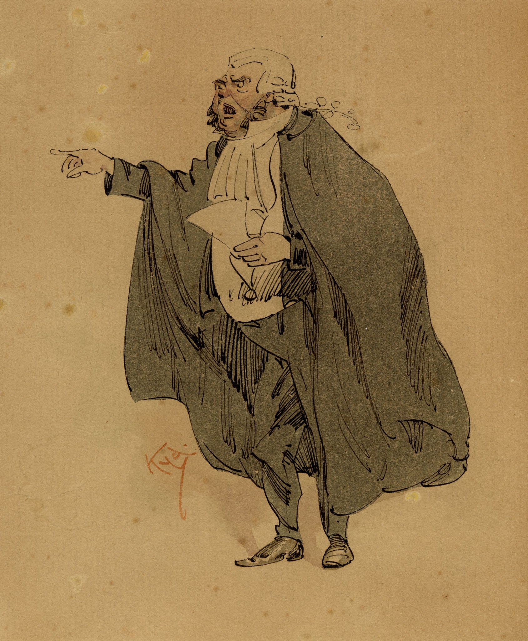 Joseph Clayton Clarke, Charles Dickens Drawing, Pickwick Papers Sgt Buzfuz 1910