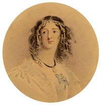 Portrait of  Walter Scott's Flora Mac-Ivor after Alfred Edward Chalon – c.1860s watercolour