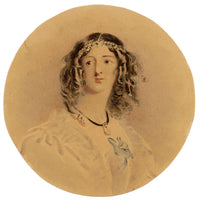 Portrait of  Walter Scott's Flora Mac-Ivor after Alfred Edward Chalon – c.1860s watercolour