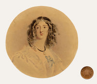 Portrait of  Walter Scott's Flora Mac-Ivor after Alfred Edward Chalon – c.1860s watercolour