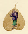 Antique 19th-century Chinese Peepal Leaf Painting – An Itinerant Merchant