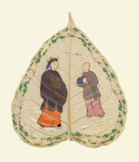 Antique 19th-century Chinese Peepal Leaf Painting – Qing Dynasty Minister