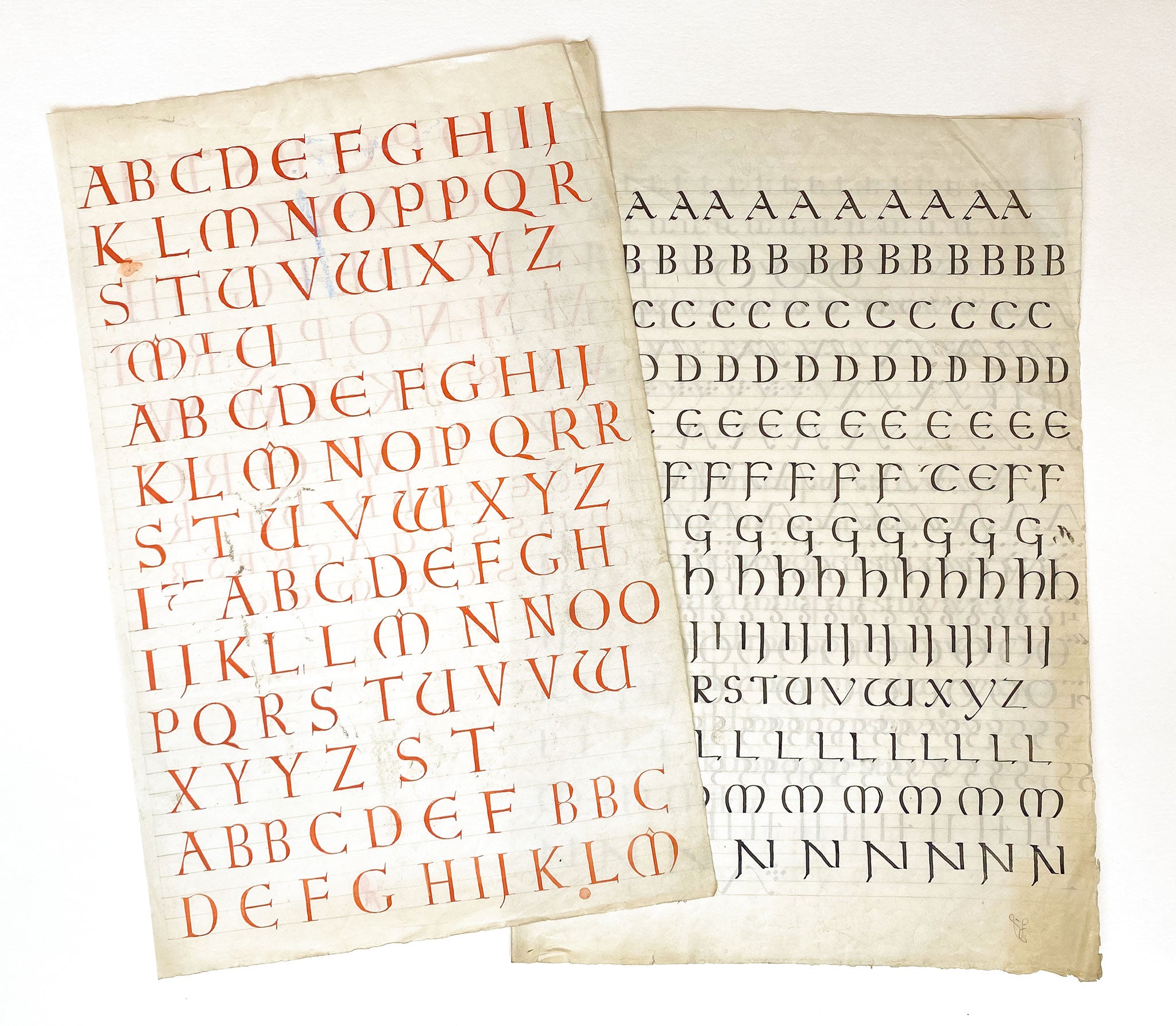 Ellen M. Murray Thomson, Original 1910s Arts & Crafts Calligraphy Alphabets Pair