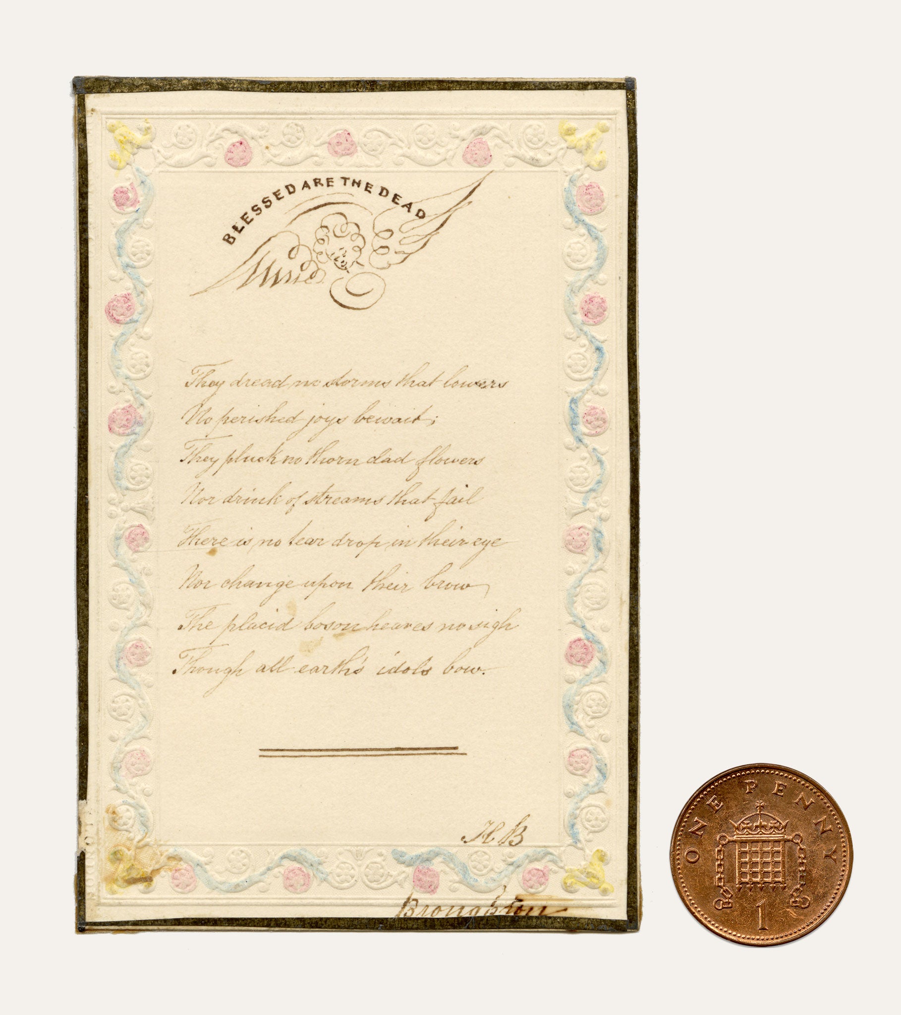 H.B., Mid-19th-century Hand-written Miniature Poem 'Blessed are the Dead'