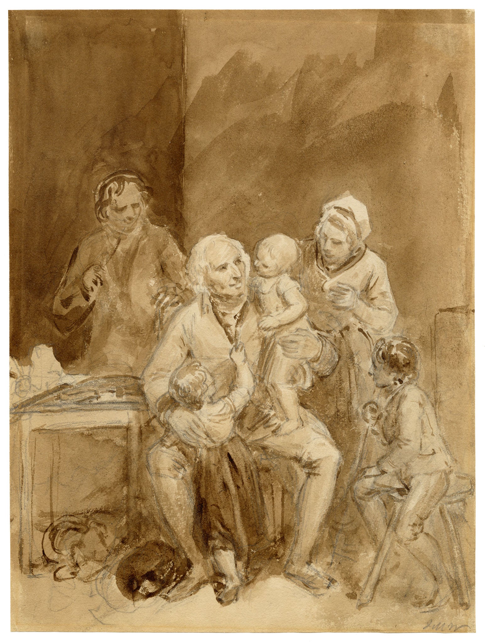 John Masey Wright OWS, Visit to the Grandfather – early 19th-century watercolour
