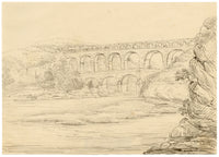 Pont du Gard, France – Original early 19th-century pen & ink drawing