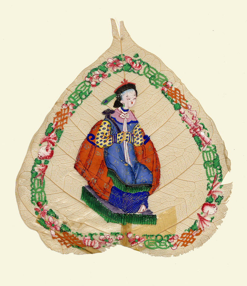 Antica pittura cinese su foglia di peepal del XIX secolo – Imperatrice della dinastia Qing