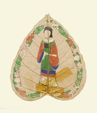 Dipinto antico cinese su foglia di peepal del XIX secolo – Nobildonna della dinastia Qing