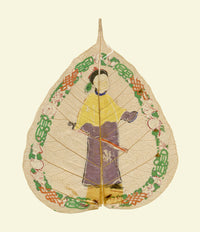 Antica pittura cinese su foglia di peepal del XIX secolo – generale militare della dinastia Qing