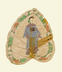 Dipinto antico cinese su foglia di peepal del XIX secolo – Ministro della dinastia Qing