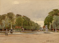 John Fulleylove RI, Tuileries Gardens, Paris – late C19th watercolour painting