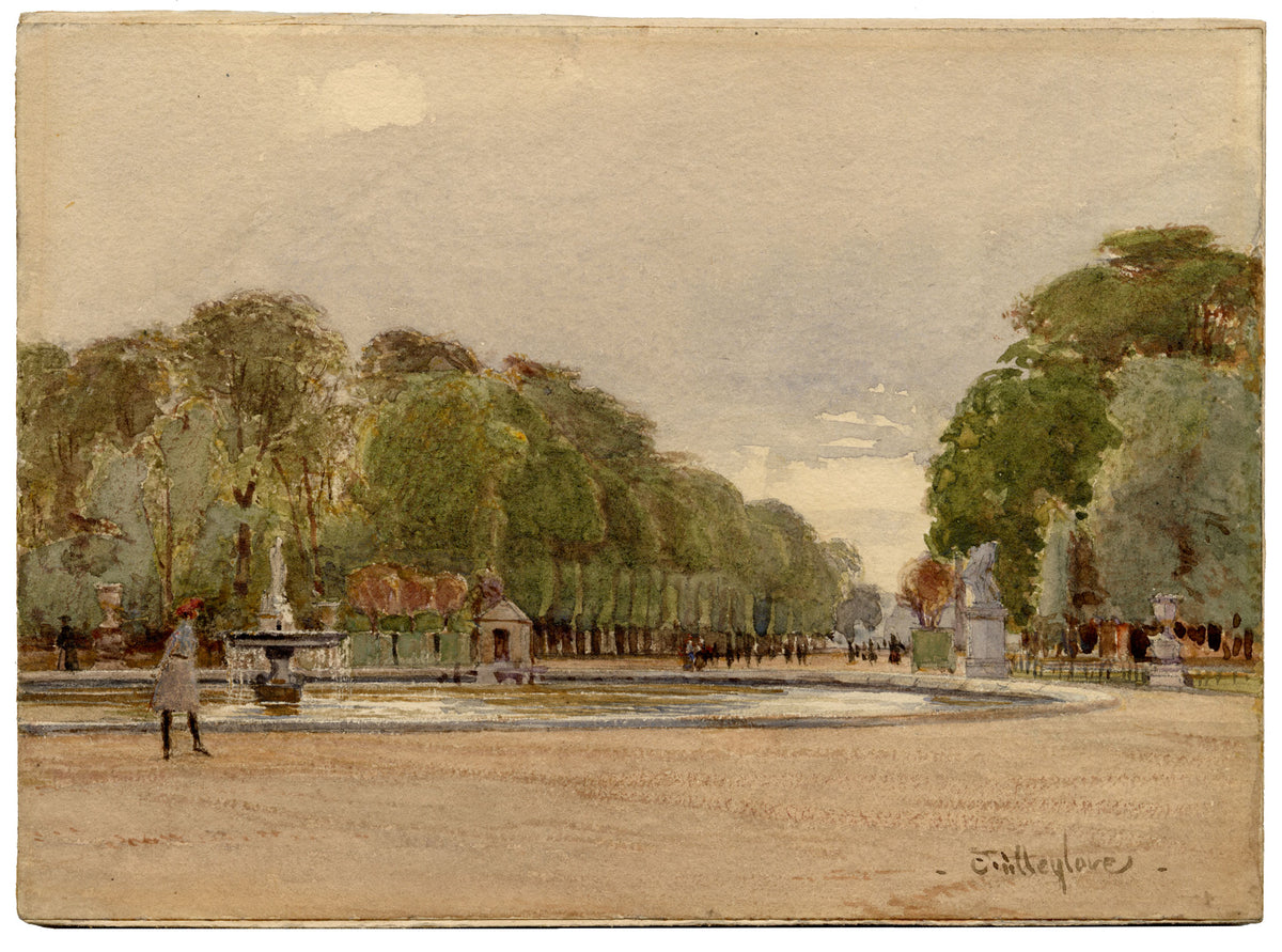 John Fulleylove RI, Tuileries Gardens, Paris – late C19th watercolour painting