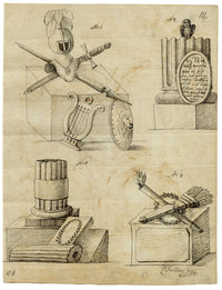 Leopold Billek, Classical Greek Iconography, Mortality, War & Peace – c.1820 pen & ink drawing