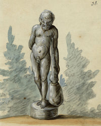 Leopold Billek, Hercules Statue – Original c.1820 gouache painting