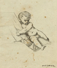 Leopold Billek, Baby Study – Original c.1820 pen & ink drawing