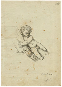 Leopold Billek, Baby Study – Original c.1820 pen & ink drawing