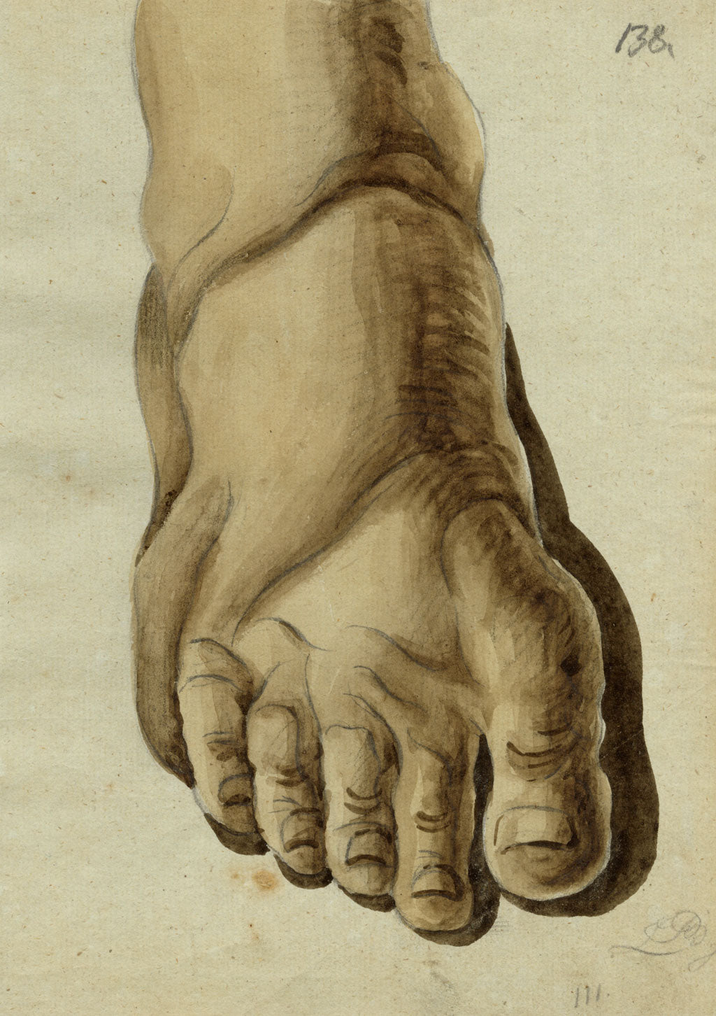 Leopold Billek, Foot Study – c.1820 watercolour painting