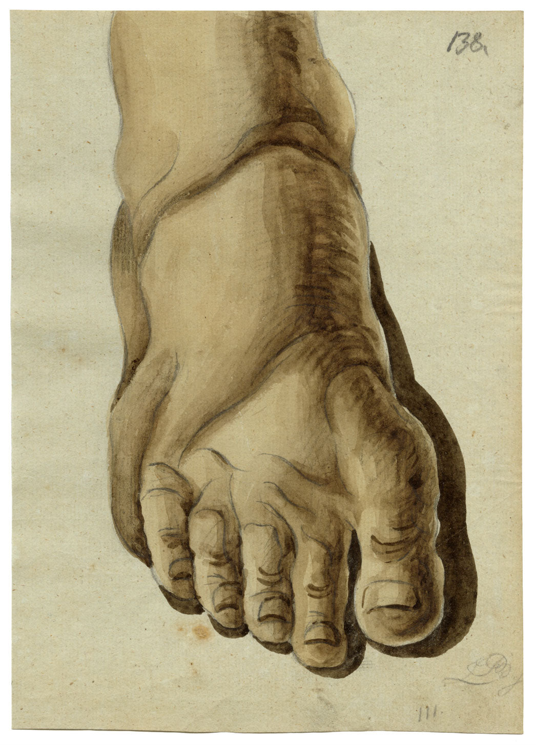 Leopold Billek, Foot Study – c.1820 watercolour painting